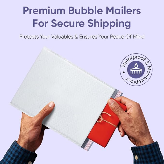 White Small Poly Bubble Mailers 6x10 inch #0 | Self Seal Padded Envelopes | Cushioned Bubble Mailer | Usable Size 6x9 | WaterProof | Lightweight mailing Shipping Bags | 250 Pack Bulk