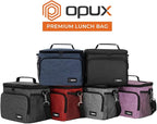 opux Insulated Lunch Bag for Men Women, Soft Lunch Box for Office Work School Picnic, Leakproof Lunch Cooler Bag with Shoulder Strap for Kid Adult Boy Girl, Medium Lunchbox Lunch Tote (Heather Navy)
