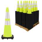 190 Pack 28" Inch Lime Traffic Safety Cones with Dual Reflective Collars - High Visibility Industrial Pylons Traffic Cones for Road, Parking Lots, Driving, Construction