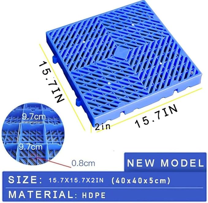 Plastic Pallet, Waterproof Storage Grid Pad, Lightweight Nestable Floor Pallets, 2pcs HDPE Breathable Grids Article Racks for Garage Supermarket Basement,(15.7x15.7x2in)