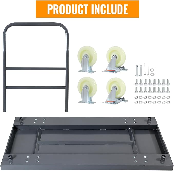 Extra Large Platform Truck Cart, 47 X 24 Dollies Cart, Heavy Duty Push Cart Dollies with 2500 LBS Capacity, Foldable Flat Cart Hand Trucks with 5" Swivel Wheels