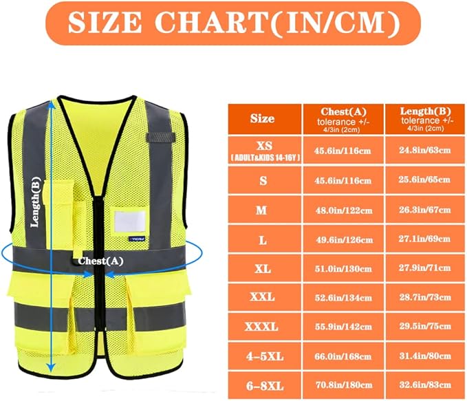 A-SAFETY High Visibility Mesh Safety Reflective Vest with Pockets and Zipper,Hi Vis Viz Reflective Safety Vest(Yellow Mesh L)