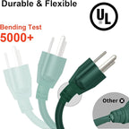 Outdoor Extension Cord Waterproof 100 FT, Green 14/3 SJTW Heavy Duty, Flexible 100% Copper 3 Prong Extension Cord for Lawn, Garage,UL Listed
