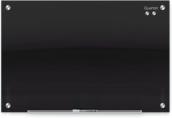 Quartet Magnetic Dry Erase Board, 48" x 36" Glass Whiteboard for Wall, Infinity, Black (G4836B)