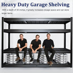 72" W Storage Shelves Heavy Duty Garage Shelving 30" D Metal Shelving Unit, 4 Tier Adjustable Shelves, 3500LBS Steel Industrial Shelving for Basement Warehouse Commercial, 72" W*30" D*72”H