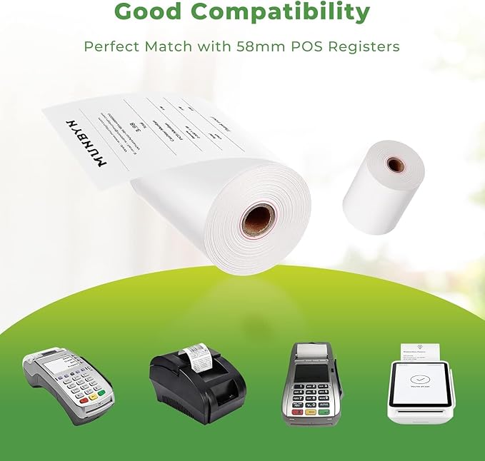 MUNBYN 2 1/4" X 85' Thermal Receipt Paper (5 Rolls) Cash Register Paper Rolls Fits for Most Credit Card Terminals, Verifone VX510 VX570 FD50 T4220, BPA Free