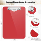 Hongri Plastic Clipboard with Pen Holder, Red 8.5x11 Letter Size Clip Board for Classroom, Office, Students, Nurses and Women, Low Profile Clip, Size 12.5 x 9 in