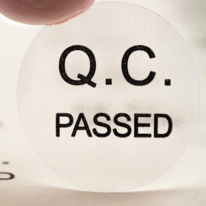 QC Passed Label Sticker Clear PVC Material Diameter 3CM Large Size QC Adhesive Sticker (500)