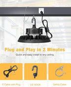 UFO LED High Bay Light 200W, High Bay LED Shop Light 30,000LM 0-10V Dimmable, 5' Cable with US Plug, Hanging Hook, Safe Rope, ETL Listed High Bay for Warehouse Factory Barn Shop