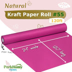 PerkHomy 24" x 1,440" (120') Rose Red Kraft Paper Roll for Craft Bulletin Board Paper Art Table Covering Crafting Gift Wrapping Bouquet Packing Parcel 80GSM 55LB (Rose Red, 24" x 120')
