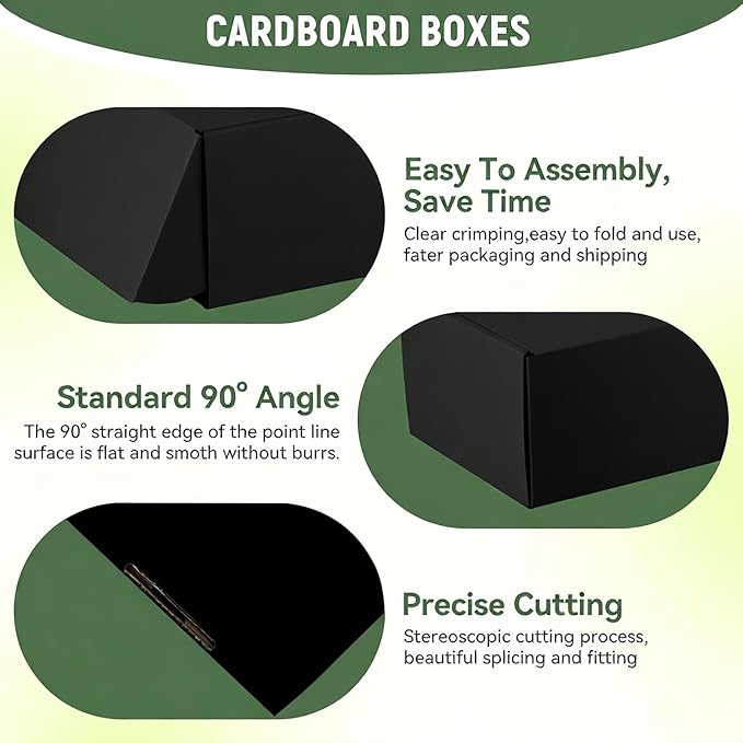 12"x9"x4" Shipping Boxes Set of 5, Black Corrugated Cardboard Box Literature Mailer