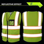 High Visibility Reflective Safety Vest for Men Women with 8 Pockets and Zipper Front,Meets ANSI/ISEA Standards(EKH1-Yellow-XL)