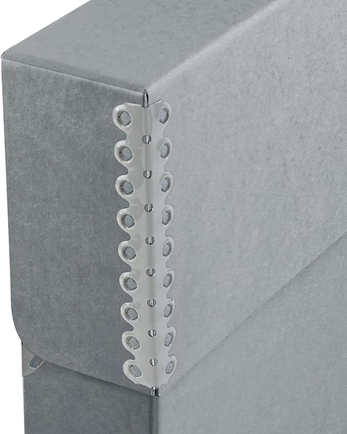 Lineco Archival Document Storage Box with Metal Edge, Acid-Free Gray Boxboard, Organize and Store Files, Prints, Photos, Legal-Sized Case 15.5" x 10.5" x 2.5" Wide, Pack of 2
