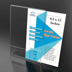 PecMuikee Slant Back Acrylic Sign Holder 8.5 x 11, Clear Picture Photo Frames Display Stand- Freestanding Tabletop Display Stand for Retail, Office, Restaurant , Flyers and Posters (30 Pcs)