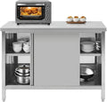 Hally Stainless Steel Cabinet, 24" x 60" NSF Commercial Heavy Duty Prep Workbench with Two Sliding Doors, Large Storage Cabinet, Metal Table for Kitchen, Restaurant, Garage