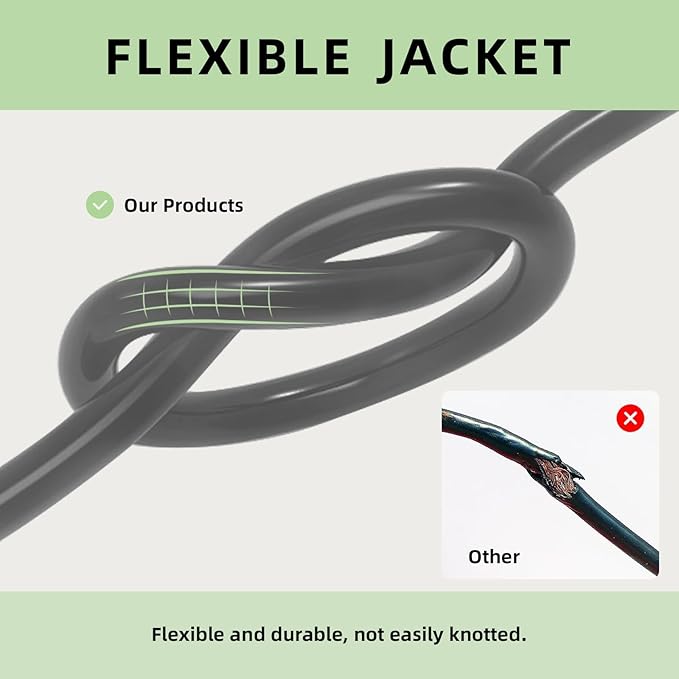 EP 15 Ft Outdoor Extension Cord, 12/3 SJTW Heavy Duty Extension Cable with 3 Prong Grounded Plug, 15 AMP Power Cord for Lawn, Garden, Appliances, Gray