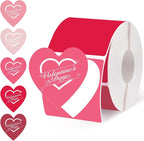 Ctosree 500 Pcs/ 1 Roll Thermal Sticker Labels Self Adhesive Direct Thermal Labels Multipurpose Printer Stickers for DIY, Name Tag(Heart,1.5 Inches,Red Gradient)