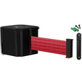 WM412 Retractable Belt Wall Mounted Smooth Black Crowd Control Barrier and Receiving End, 15' Red Belt