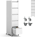 5 Drawer File Cabinet with Wheels,Metal Mobile Filing Cabinets with Lock,Vertical File Cabinet for Home Office,Heavy Duty Storage Cabinet for A4/Letter/Legal Size File,Assembly Required