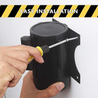 A-KARCK Wall Mount Retractable Belt 16 Foot, Crowd Control Wall Barrier with Steel Case Black and Yellow Belt Works in Any Weather Conditions