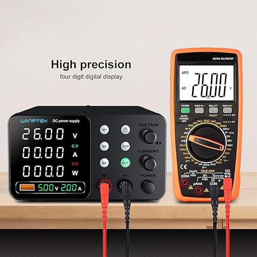 DC Power Supply Variable, 120V 3A Adjustable Switching Regulated Bench Power Supplies with Memory Preset/Locking Key/OCP Protection/Output/USB Fast Charging /4-Digit LED Display
