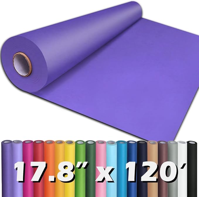 PerkHomy 17.8" x 1,440" (120') Purple Kraft Paper Roll for Craft Bulletin Board Paper Art Table Covering Crafting Gift Wrapping Bouquet Packing Parcel 80GSM 55LB (Purple, 17.8" x 120')