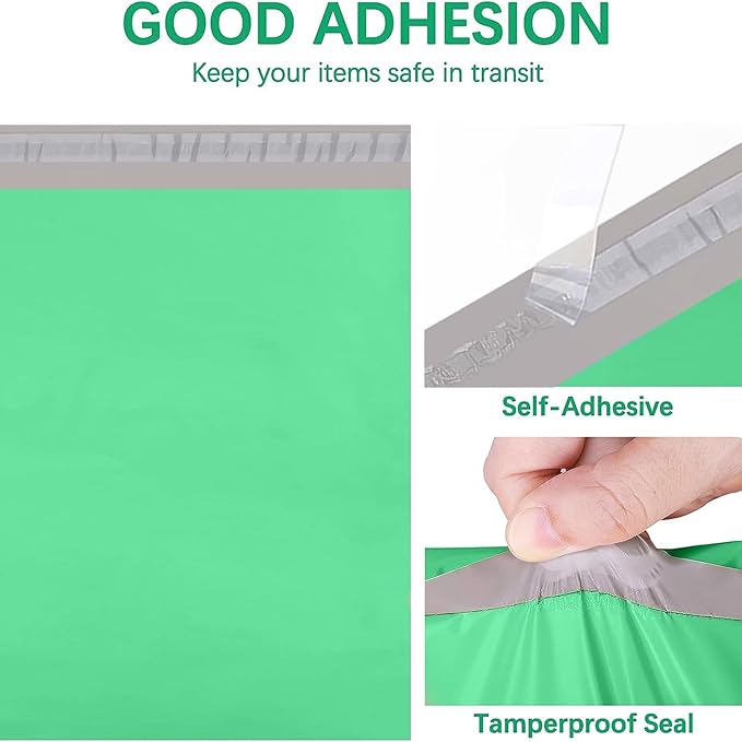 Metronic Poly Mailers 14.5x19 100 Pcs | Medium Size Shipping Bags for Clothes | Large Poly Mailer Bags, Shipping Envelopes, Mailing Bags for Small Business, Strong Adhensive Poly Bags Green