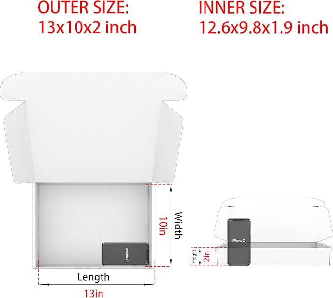 Brown Shipping Boxes for Small Business Pack of 25-13x10x2 inches Cardboard Corrugated Mailer Boxes for Shipping Packaging Craft Gifts Giving Products