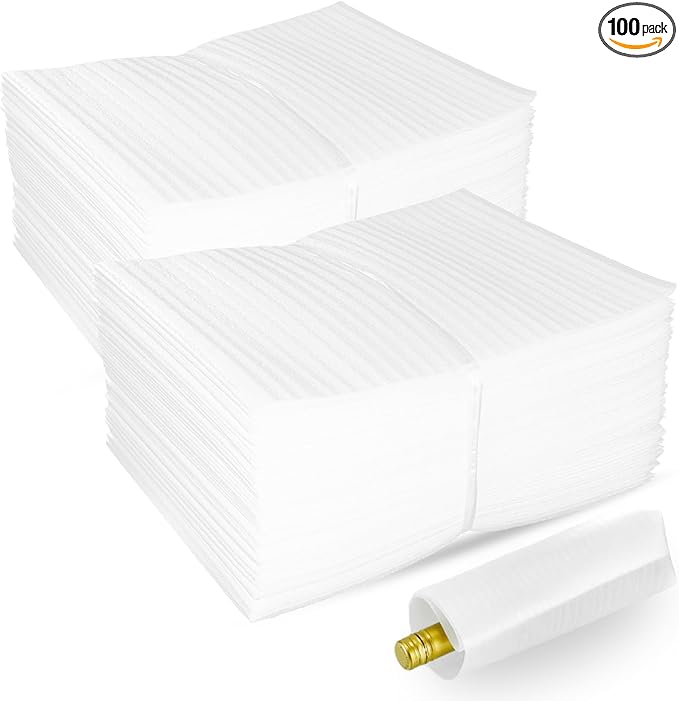 100 Pack 8''x12'' Cushion Foam Pouches, Moving Supplies for Dishes, Packing Foam for Dishes & Cups, Glass Packing Paper and Plate Protectors for Moving Fragile Items (200x300x0.5MM)