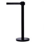 VIP Crowd Control Retractable Belt Stanchion Queue Safety Barrier Set, 36" Ht, 78" Black Belt (2 Posts)