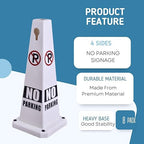 BESEA White No Parking Cone White Caution 4 Sided No Parking Cone Reserved Parking(8pack)