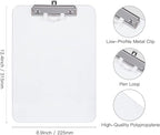 Hongri Plastic Clipboard with Pen Holder, Clear 8.5x11 Letter Size Clip Board for Classroom, Office, Students, Nurses and Women, Low Profile Clip, Size 12.5 x 9 in