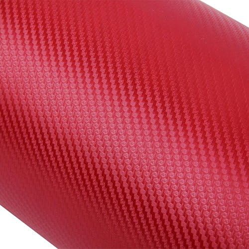F & B LED LIGHTS Red 3D Carbon Fiber Film Twill Weave Vinyl Sheet Roll Wrap (72" X 60", Red)