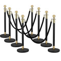8 PCS Stainless Steel Stanchion Post,5 Ft Black Velvet Ropes and Stanchion Poles Set Crowd Control Barriers with Fillable Base Used for Party Wedding Theaters Red Carpet