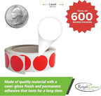 Royal Green Colored Label Dot Stickers for Inventory and Labeling - 25mm/1 Inch Round Sticker in Light Blue (1Roll - 600 Pack)