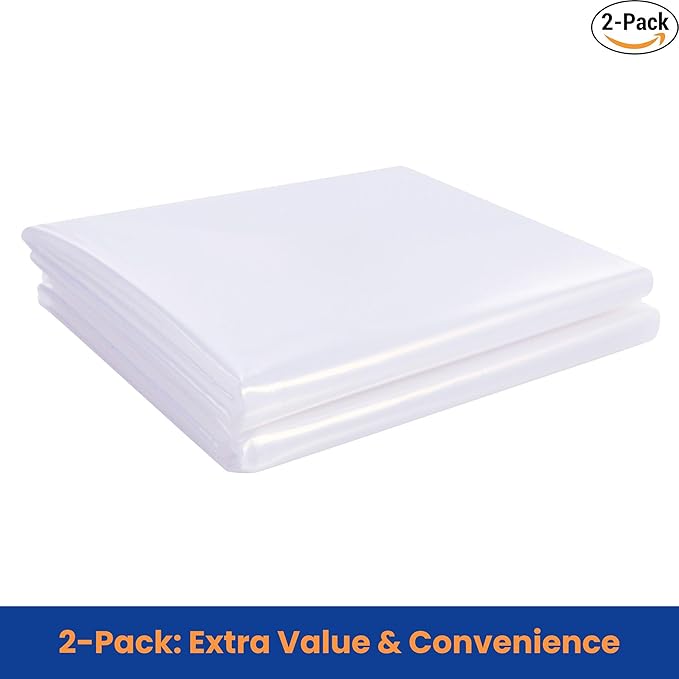 VICMORE 2 Pack Full Mattress Bags for Moving, Storage & Disposal – Clear Heavy-Duty Plastic Covers, Tear-Resistant & Dustproof, Recyclable (Fits Full/Double Beds)