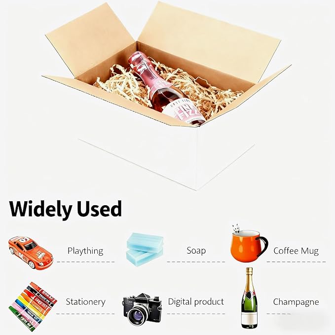 PETAFLOP 8x6x4 Shipping Box, White Mailing Corrugated Cardboard Boxes for Packing Small Business, 25 Pack