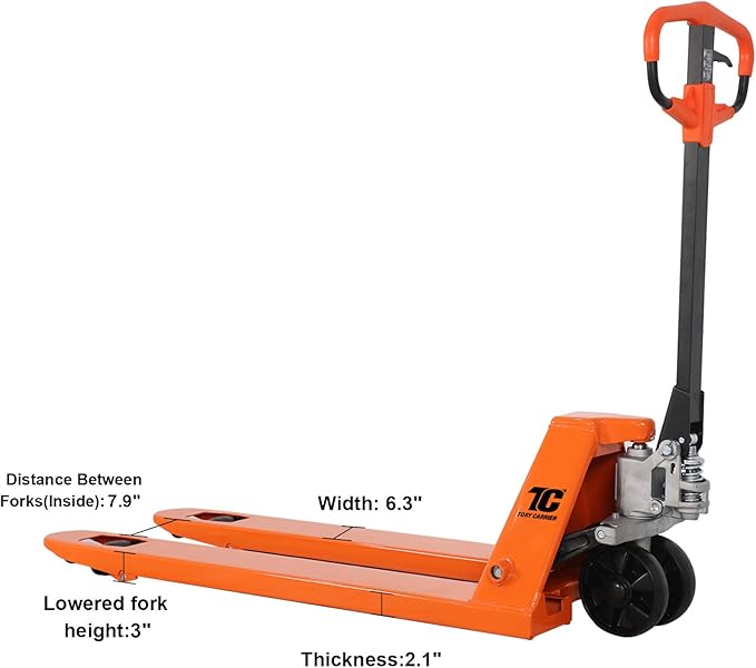 Tory Carrier Manual Pallet Truck - 5500LBS High - Capacity, 21" x 48" Extended Forks, Industrial - Grade Heavy - Duty Solution for Efficient Warehouse & Factory Material Handling