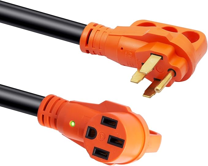VEVOR 50 Amp RV Extension Cord, 15 ft, Heavy Duty STW 6/3+8/1 AWG RV Power Cord, NEMA 14-50R Female NEMA 14-50P Male Plug, for RVs, Generators, Campers, ETL Listed