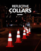 BATTIFE 10 Pack Traffic Safety Cones 28 Inches with Reflective Collars, PVC Orange Construction Cone for Traffic Control, Driveway Road Parking