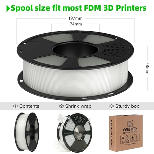 Geeetech Luminous PLA 3D Printer Filament, Glow in The Dark Blue, 1.75mm(±0.02 mm), 1kg, Amazing Brightness and Long Time Light, Fit Most FDM 3D Printer