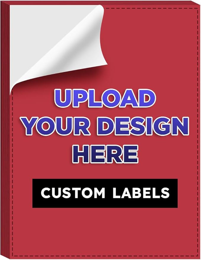 Custom Bright Neon Color Labels, Print Your Own Stickers, Upload Your Design for Printing - Smooth Matte Finish, Strong Adhesive, Crack and Peel - 8.5" x 5.5" - 25 Sheets per Pack (Dark Red)