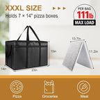 mosago Insulated Food Delivery Bag - Reusable Thermal Cooler Grocery Bags for Catering & Delivery, Pizza Carrier for Events, Large Capacity Bag Keeps Food Hot/Cold for Shopping, Commercial (with Base)
