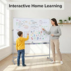 Large Double Sided Whiteboard 72x40 inches on Wheels, Height Adjustable Mobile Magnetic Dry Erase Board with Rolling Stand for Office Meetings, Classroom Teaching, Home, Silver Frame
