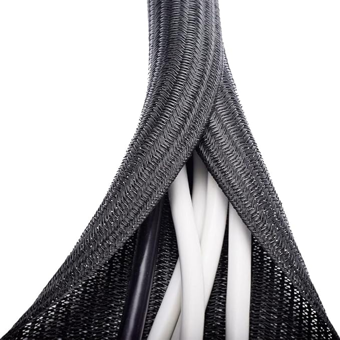ZhiYo 6.6ft - 4/5 inch Cable Sleeve, Cord Wrap Wire Protector Tubing for Pets, PC Cable Wrap, Computer Cable Management Sleeve - Black