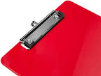 Red Plastic Clipboards (Set of 12) Multi Pack Clipboard - Strong 12.5 x 9 Inch | Holds 100 Sheets! Acrylic Clipboards with Low Profile Clip | Cute Aesthetic College School Supplies for Girls & Boys