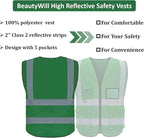 BeautyWill Custom Logo Safety Vest Class2 High Visibility Reflective Vest Breathable Construction Vest