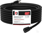 EP 40 Ft Outdoor Extension Cord - 12/3 SJTW Heavy Duty Black Extension Cable with 3 Prong Grounded Plug - Power Cord for Lawn, Garden, Appliances