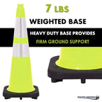 3 Pack 28" Inch Lime Traffic Safety Cones with Dual Reflective Collars - High Visibility Industrial Pylons Traffic Cones for Road, Parking Lots, Driving, Construction