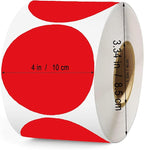 4 Inch Large Red Circle Thermal Labels, Self-Adhesive Round Inventory Stickers, Cardboard Bullseye Tags,Multi-Purpose Round Roll Thermal Printing Stickers for Business and Domestic Use-300 Labels/Roll